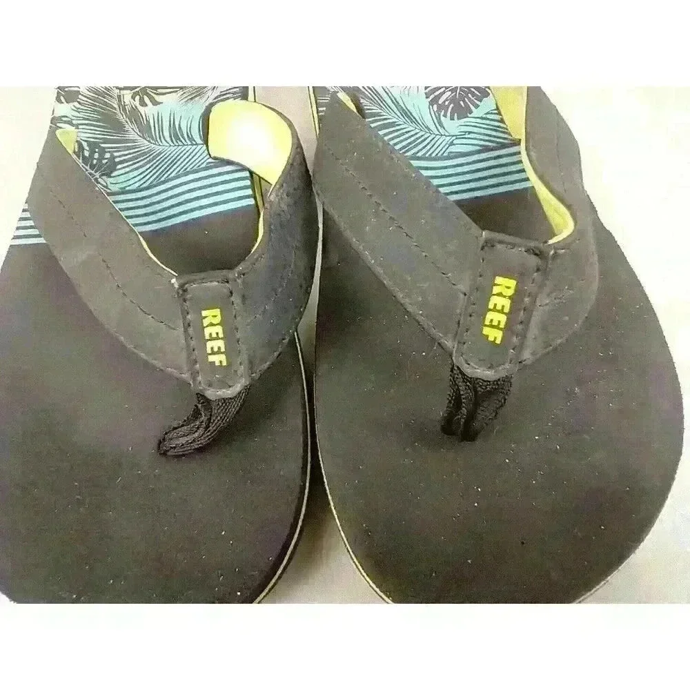 Reef Boys Kids Pool Beach Flip Flops Thongs Sandals‎ Blue Aqua Green 3 US